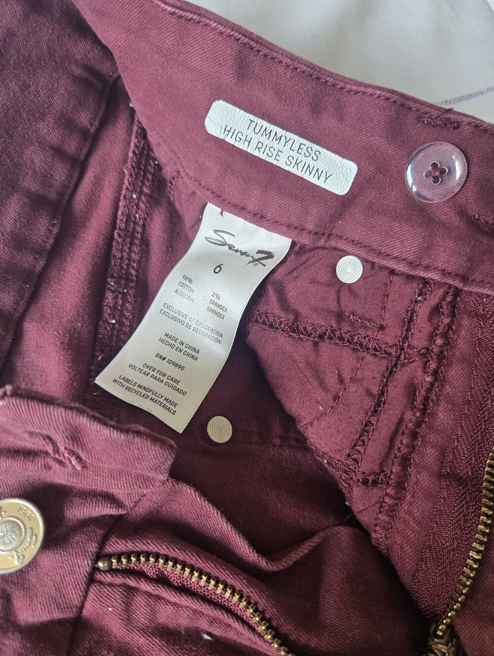 Seven7 High Rise Skinny Jeans in Deep Burgundy